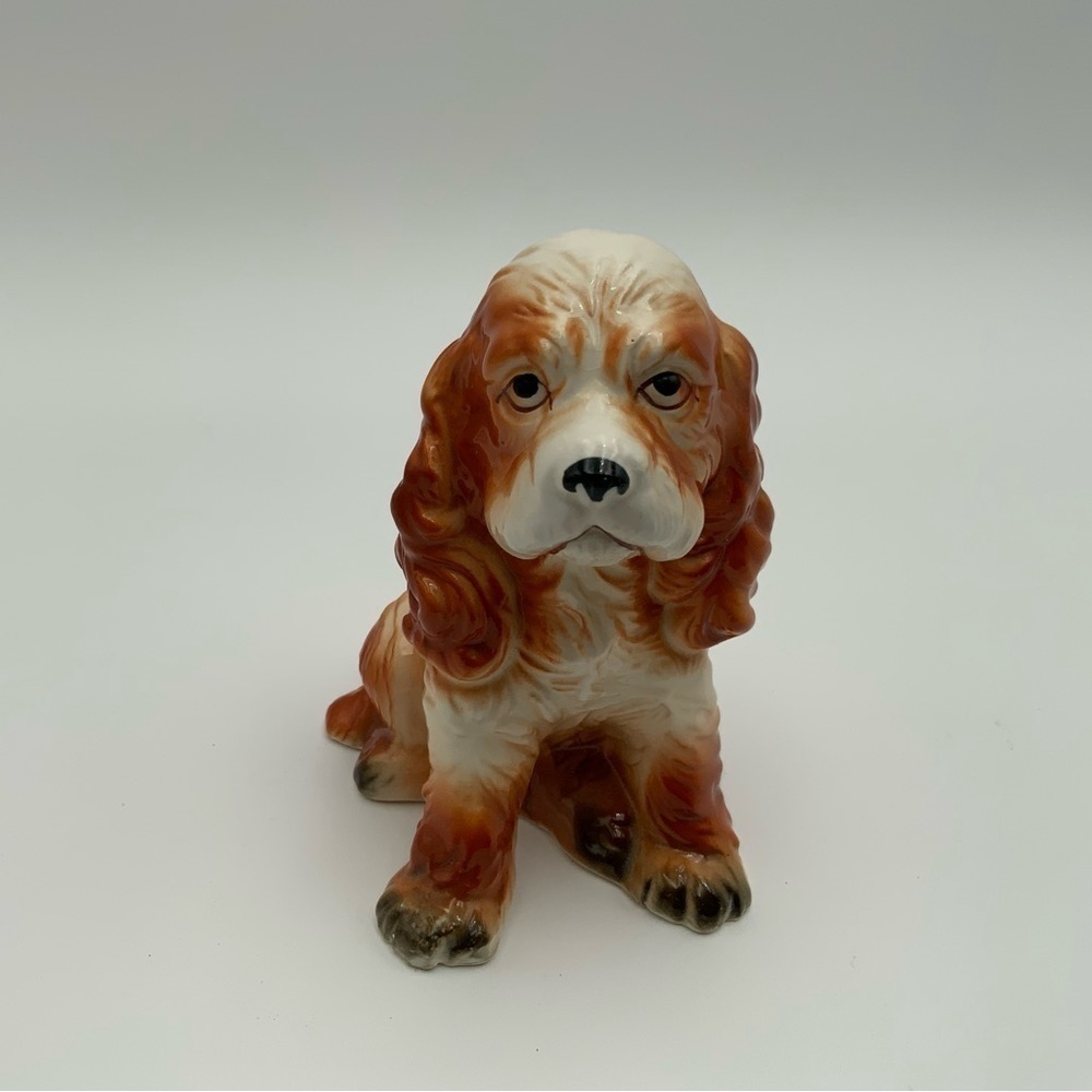 Vintage Ceramic Porcelain Cocker Spaniel Dog Figurine Hand Painted 5”